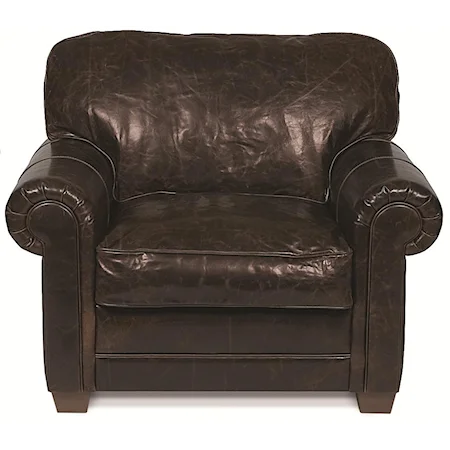 Transitional Leather Upholstered Arm Chair